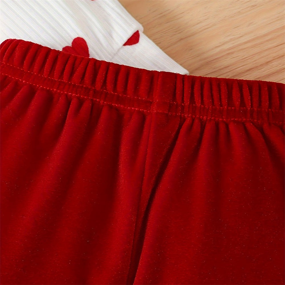 3PCS Casual Stylish Heart Printed Long Sleeve Baby Set