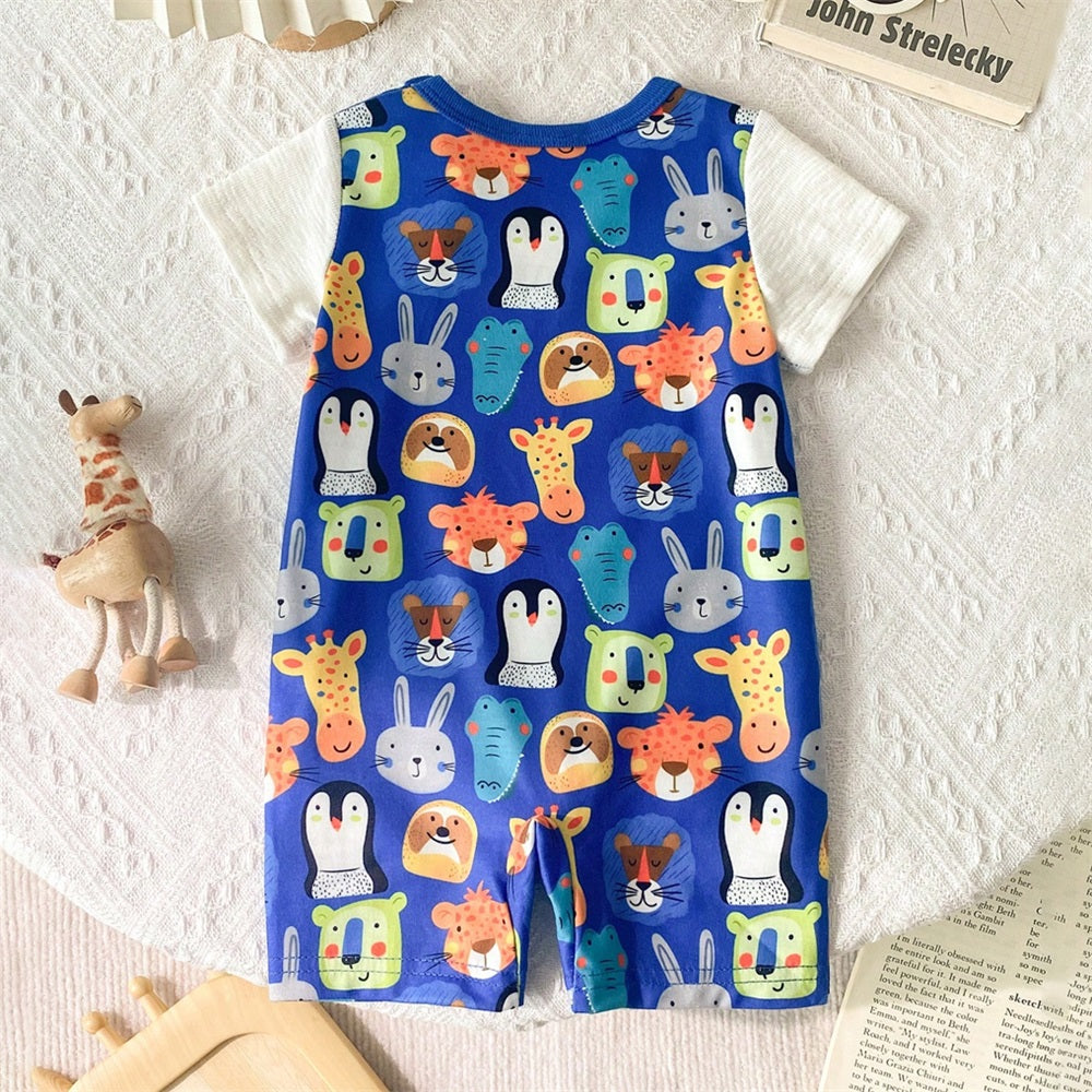 Summer Casual Animal Printed Short Sleeve Baby Jumpsuit
