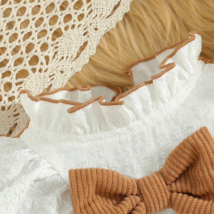 Ruffle Collar Frill Butterfly Decor Long Sleeve Baby Jumpsuit