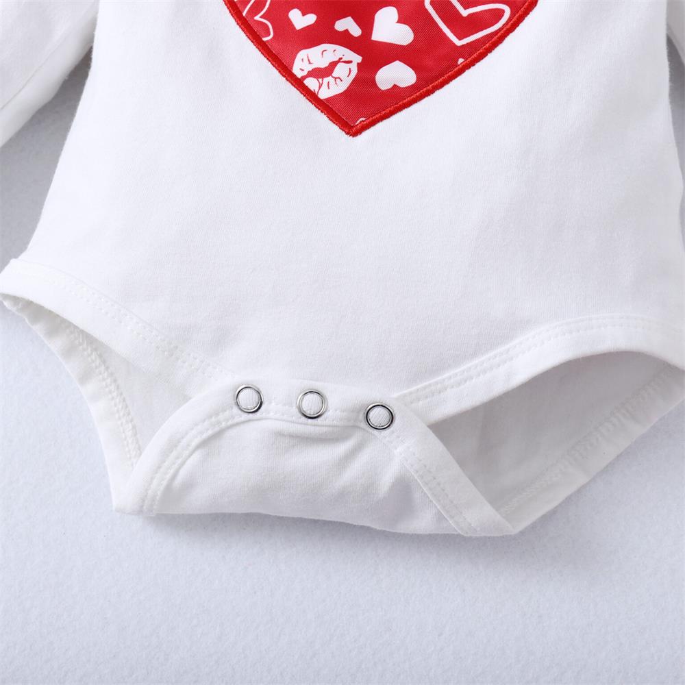 3PCS Fashionable Heart Print Long Sleeve Baby Set