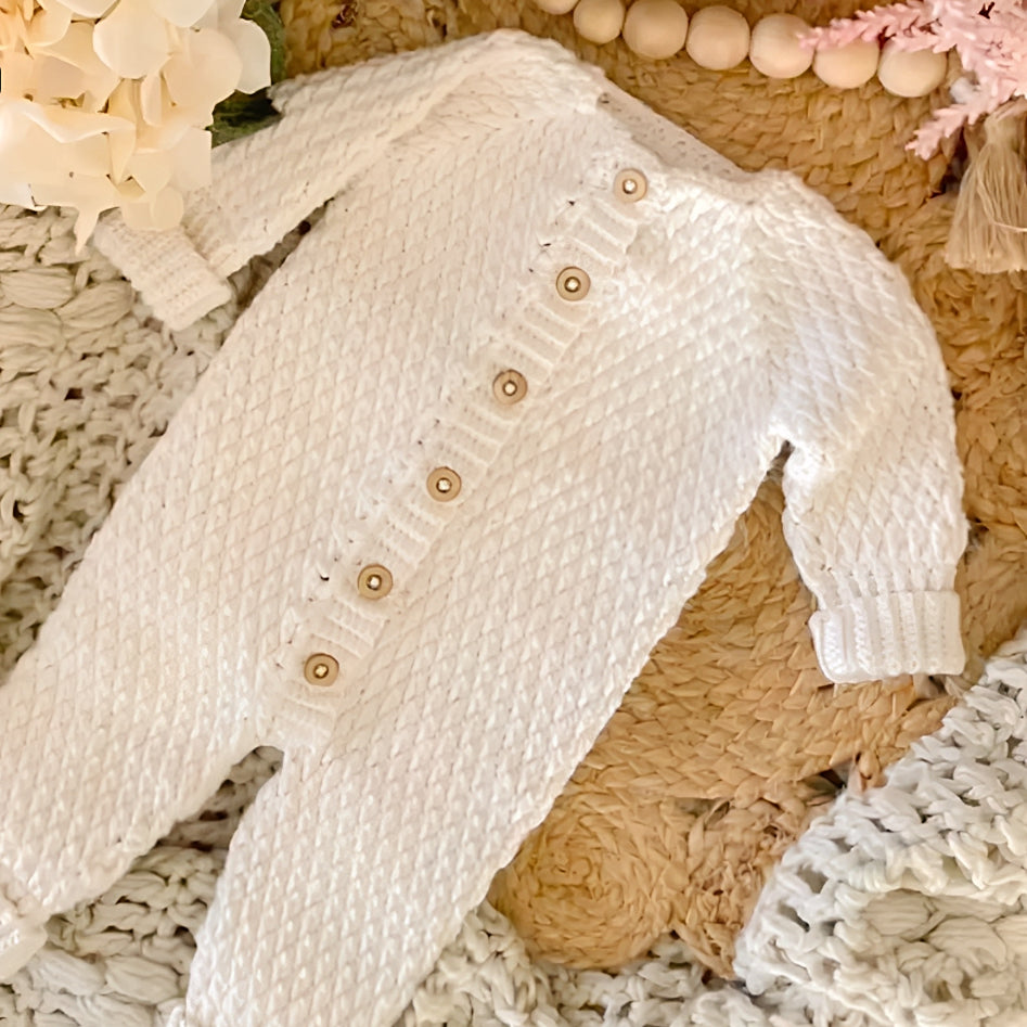 Classy Knit Solid Color Baby Jumpsuit