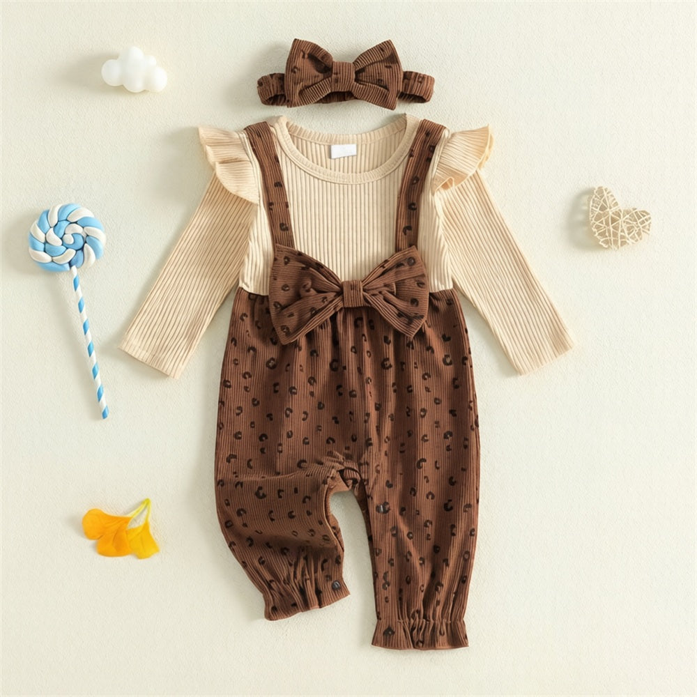 2PCS Classy Leopard Print Baby Girl Jumpsuit