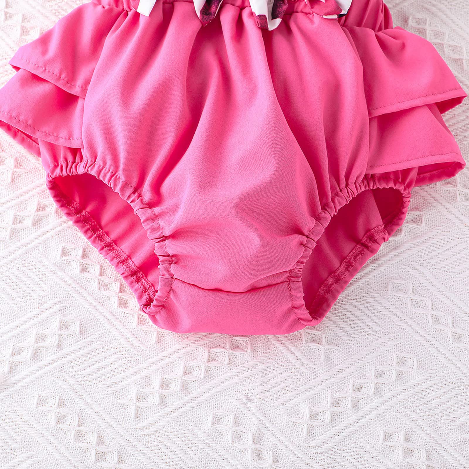 2PCS Stylish Heart Printed Ruffles Bowknot Fly Sleeve Baby Romper