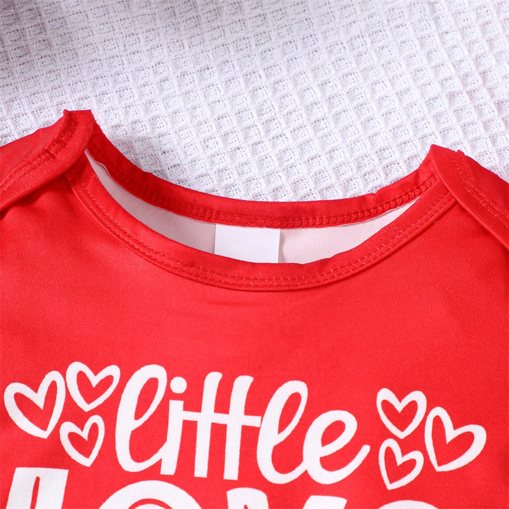 3PCS Little Love Letter Print Striped Short Sleeve Baby Set