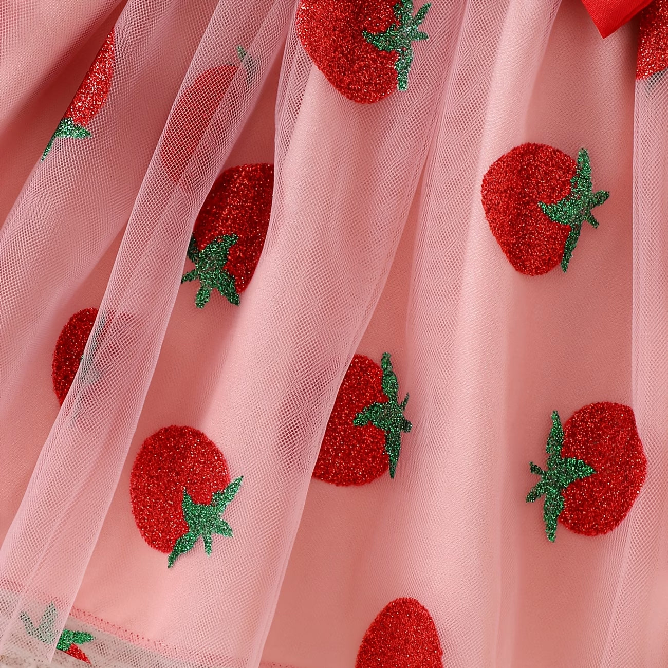 Charming Strawberry Print Sleeveless Baby Skirt