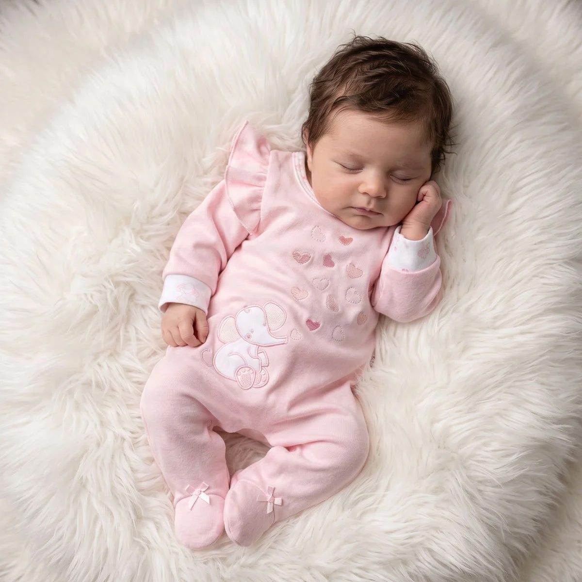 Lovely Elephant Heart Embroidery Long Sleeve Baby Girl Jumpsuit