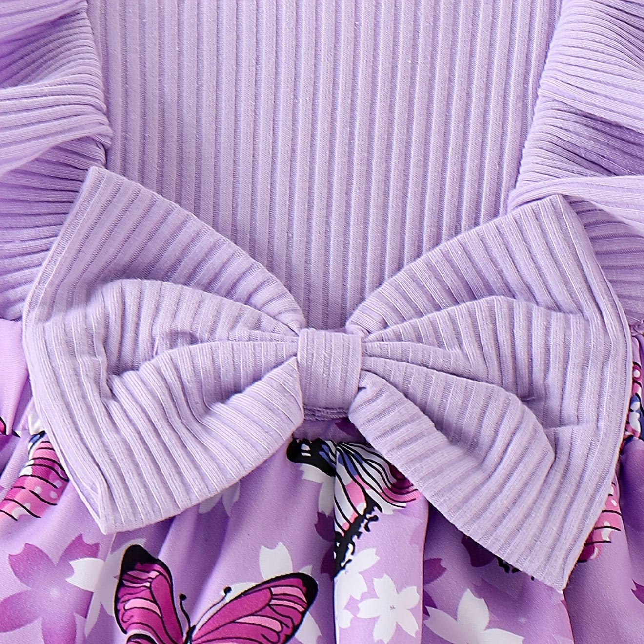 2PCS Cute Butterfly Floral Printed Long Sleeve Baby Romper