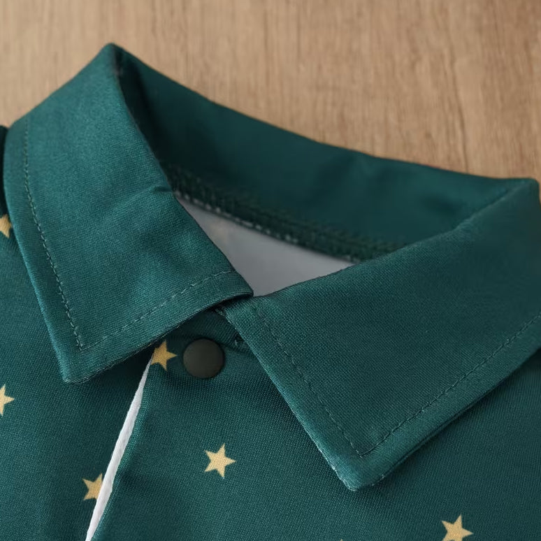Lovely Tree Stripe Print Long Sleeve Baby Christmas Jumpsuit