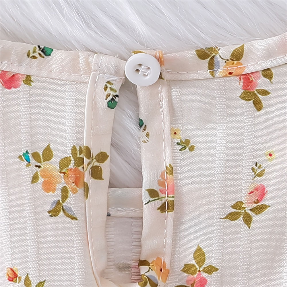 2PCS Allover Floral Printed Bowknot Baby Jumpsuit