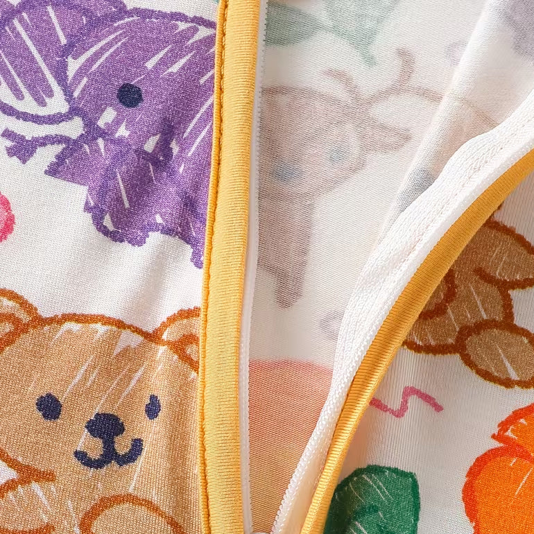 Adorable Cartoon Animal Printed Long Sleeve Zipper Baby Jumpsuit