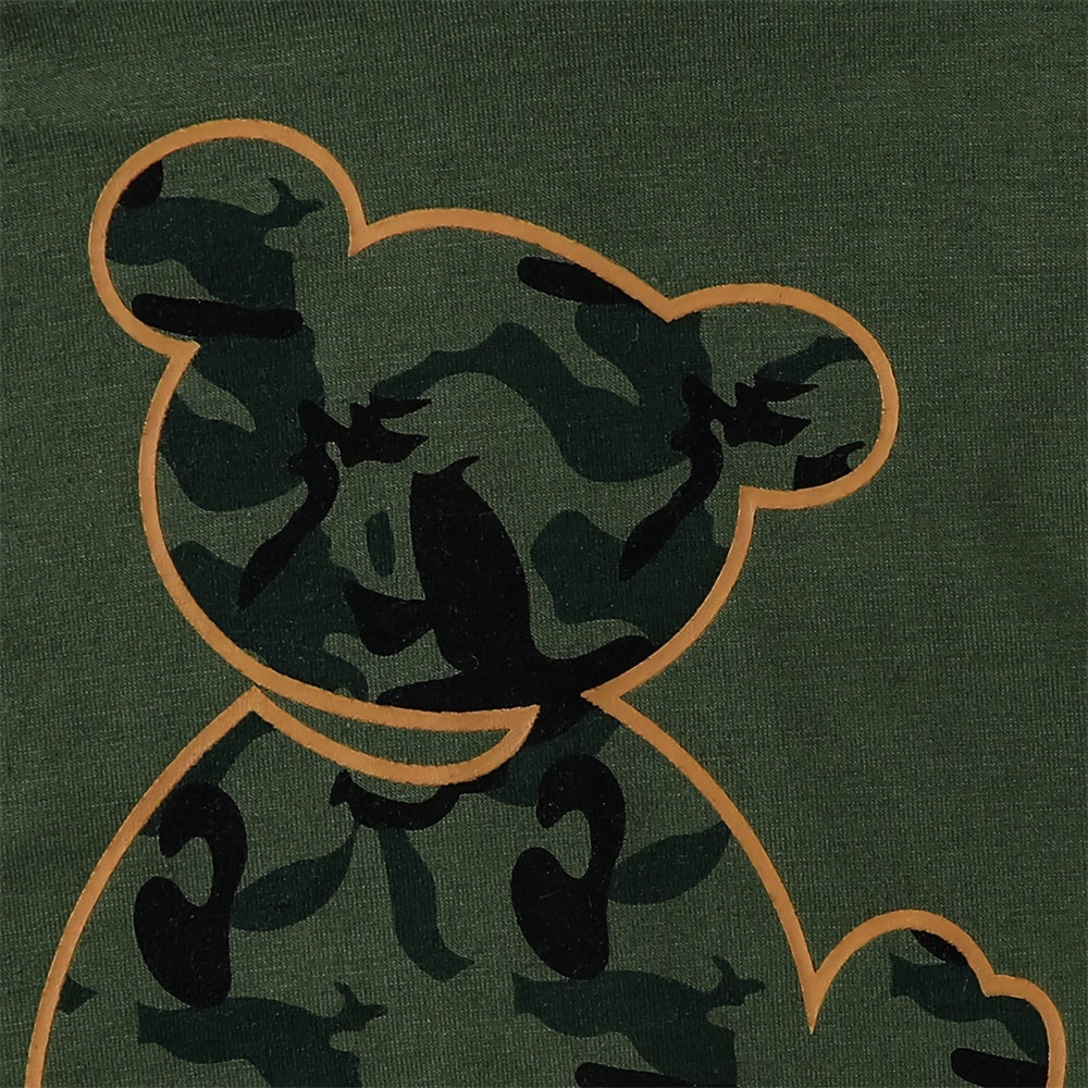 2PCS Lovely Bear Camouflage Printed Long Sleeve Hoodie Baby Set