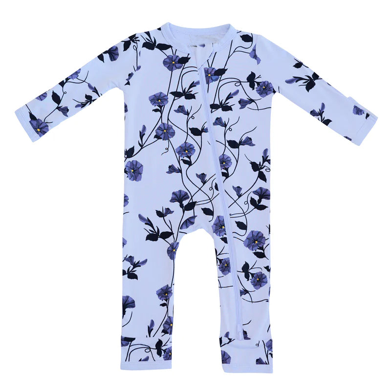 Trendy Floral Printed Long Sleeve Zipper Baby Jumpsuit