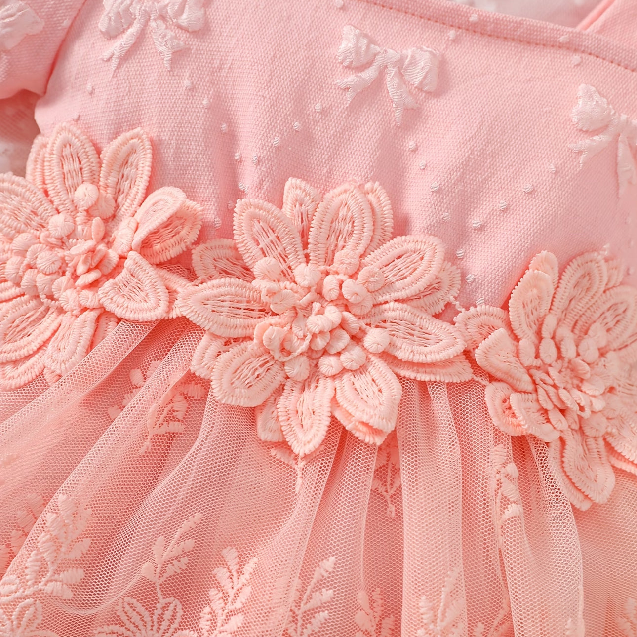 2PCS Sweet Floral and Bow Print Puff Sleeve Baby Romper