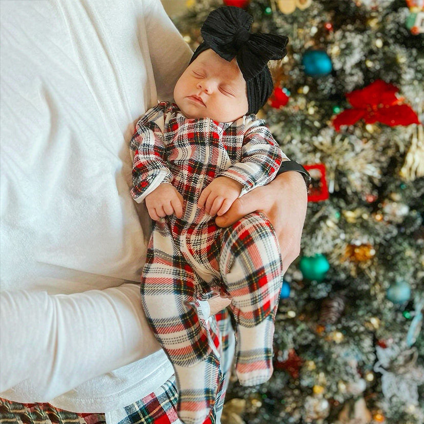 Sweet Plaid Printed Zipper Long Sleeve Baby Jumpsuit