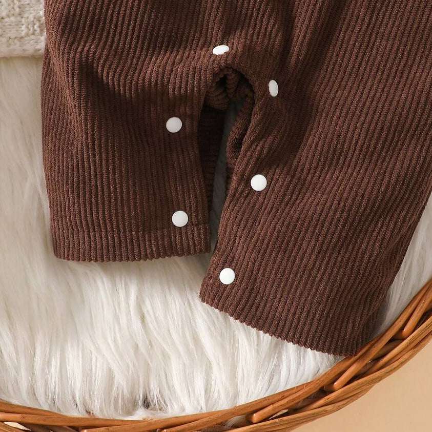 2PCS Mama's Boy Letter Bear Stripe Print Long Sleeve Baby Overalls Set