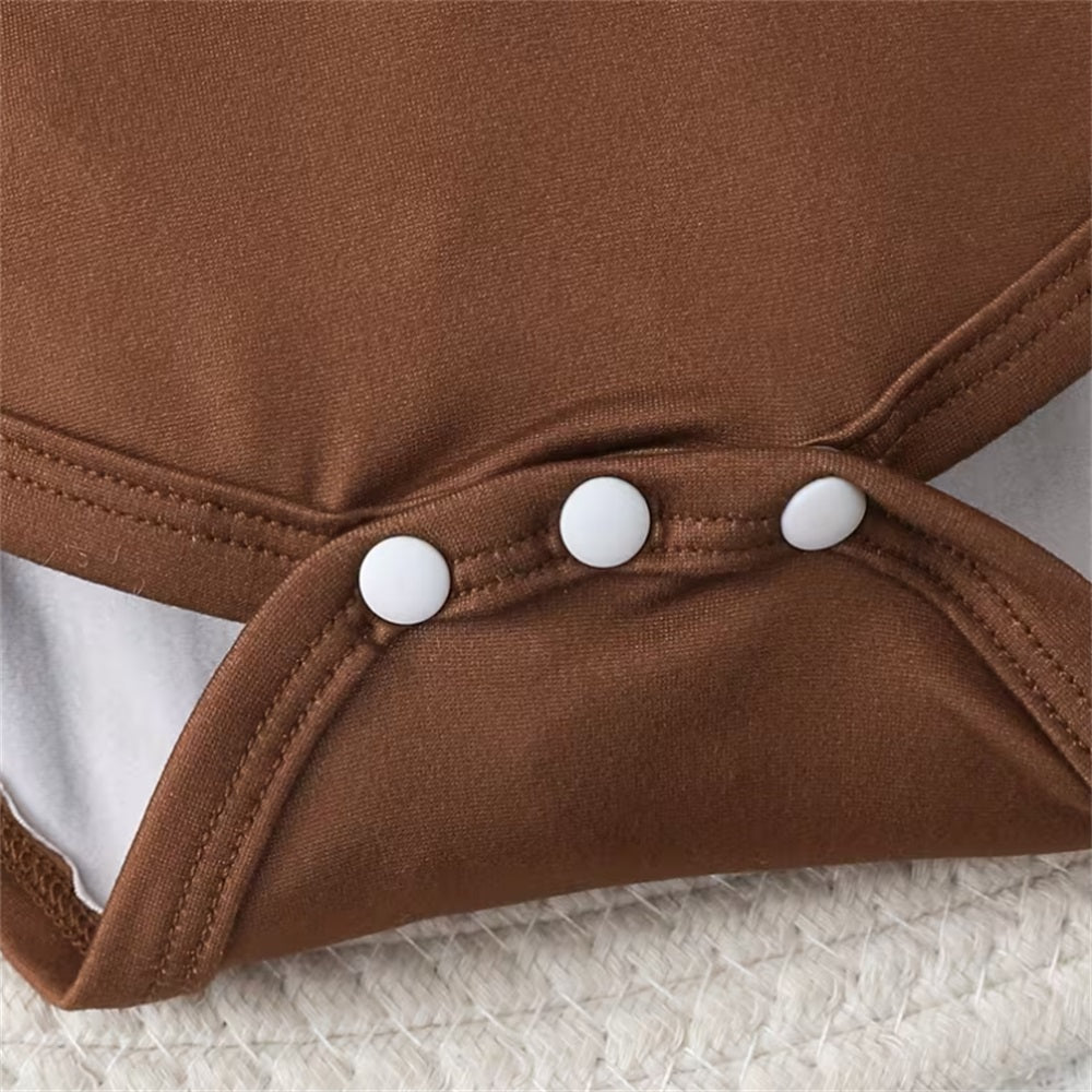 3PCS Casual Bear Embroidery Plaid Long Sleeve Baby Set