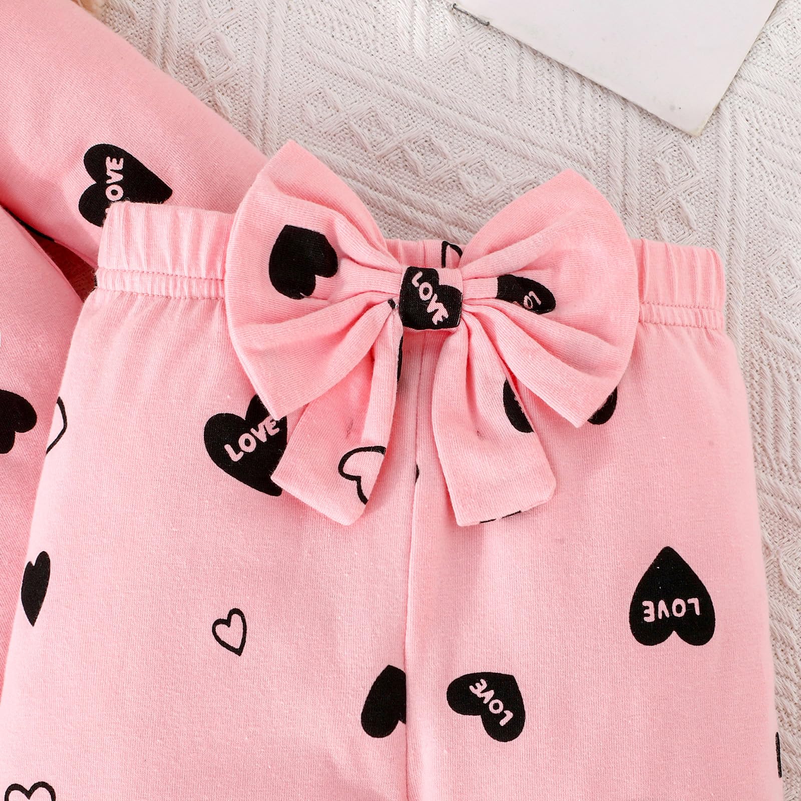3PCS Allover Heart Print Long Sleeve Baby Set