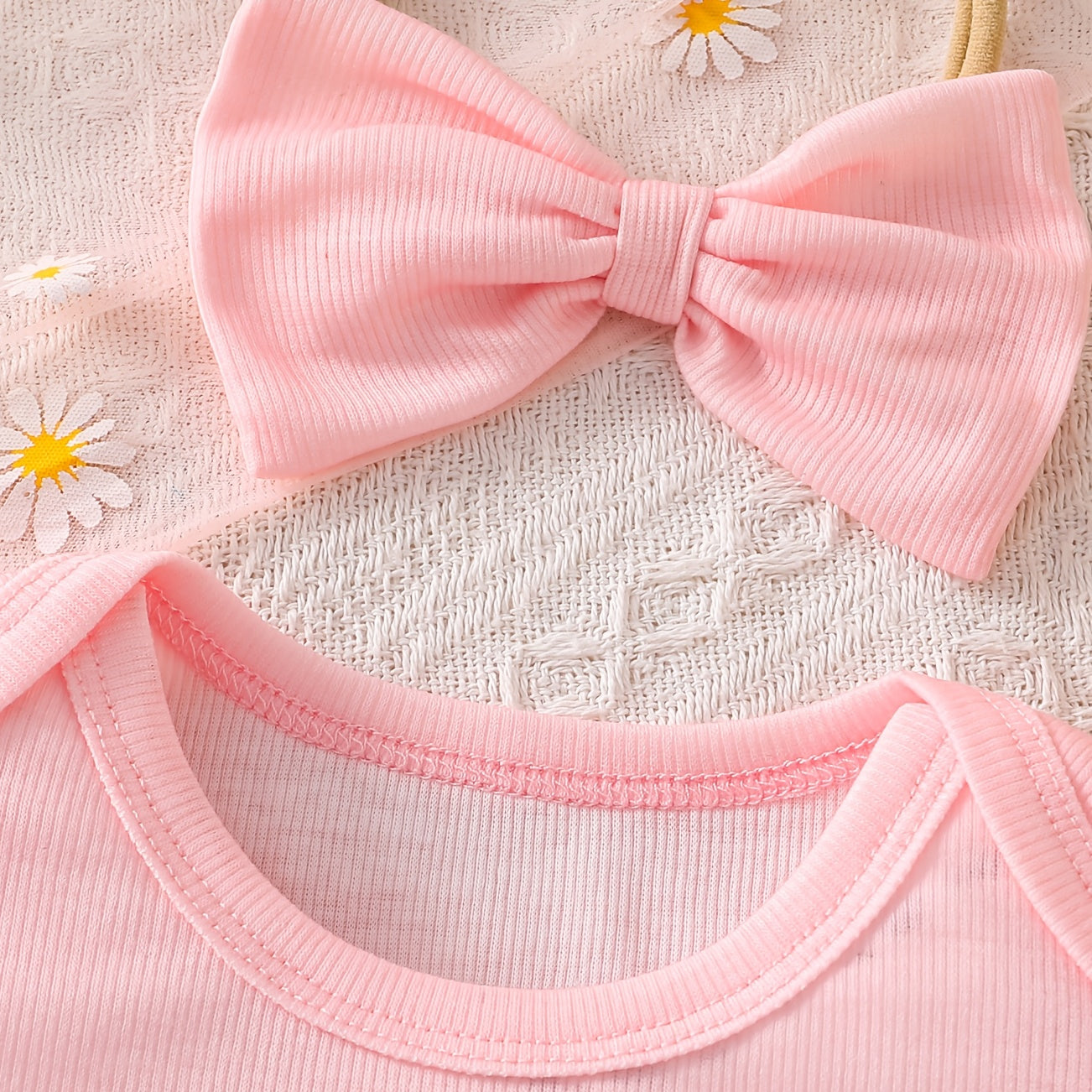 3PCS Lovely Deer & Floral Print Flutter Sleeve Baby Set
