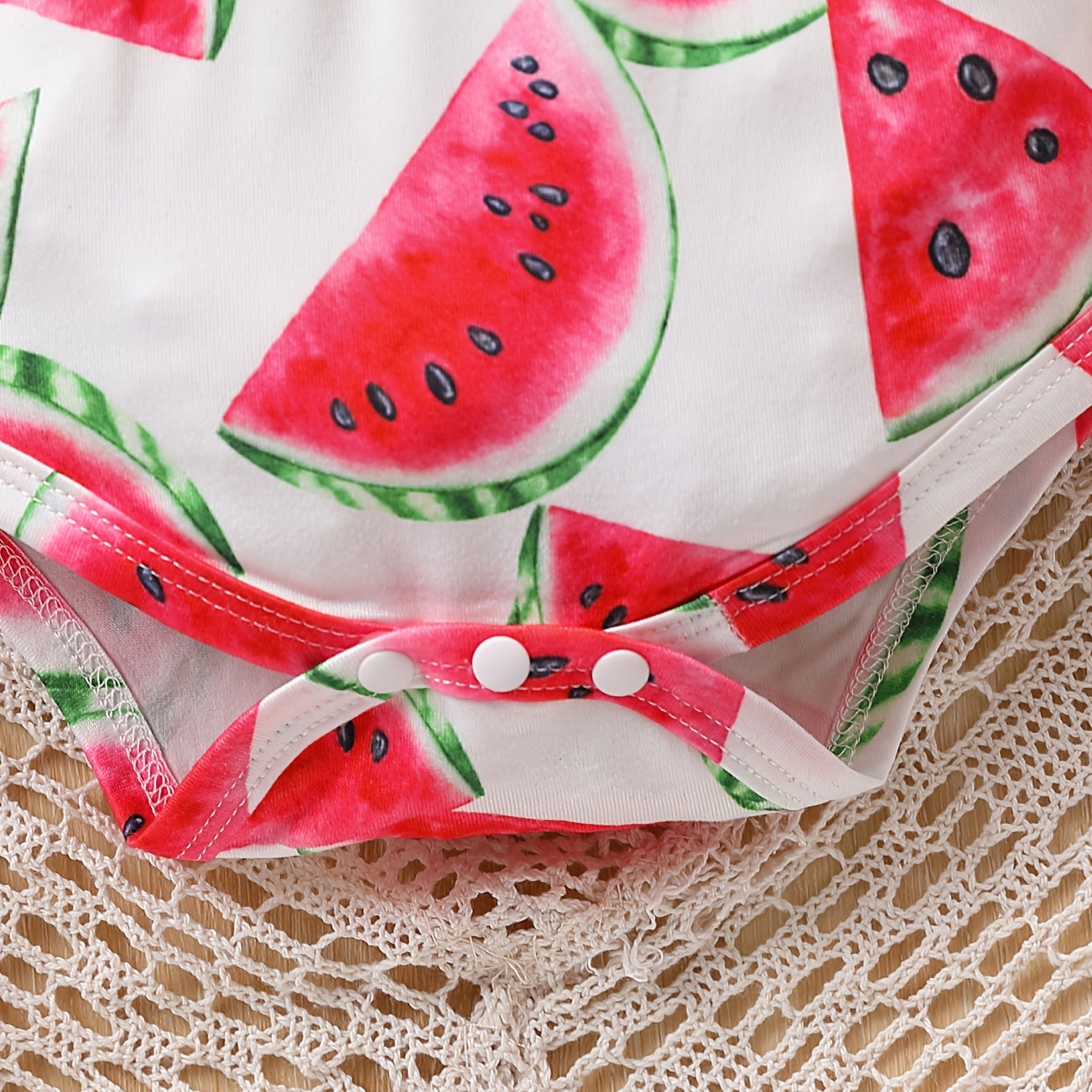 Cute Watermelon Print Sleeveless Baby Girl Romper
