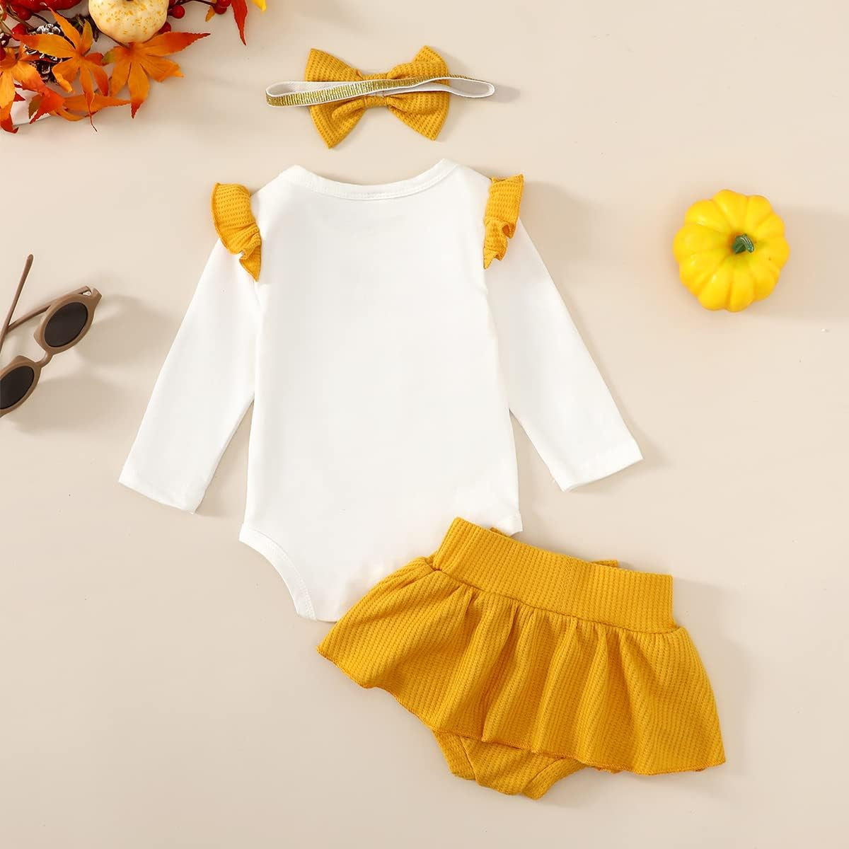 3PCS Radiant Little Pumpkin Letter Printed Long Sleeve Baby Set