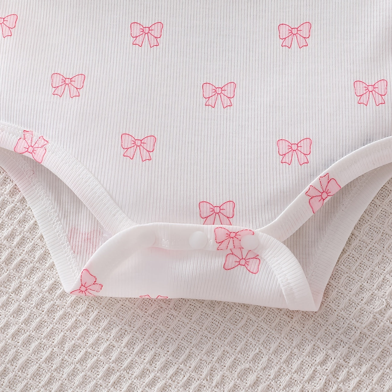 3PCS Charming Bow Print Flounce Sleeve Baby Set