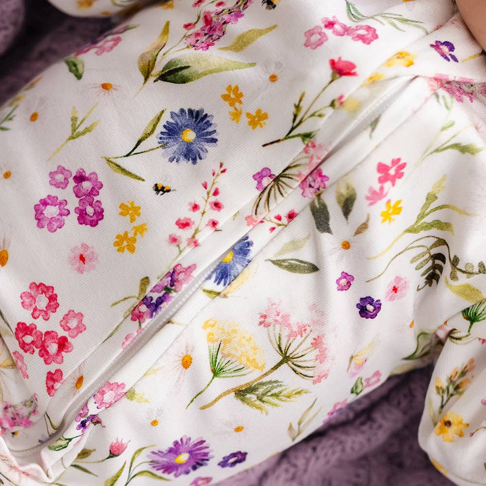 2PCS Quirky Floral Printed Long Sleeve Zipper Baby Jumpsuit