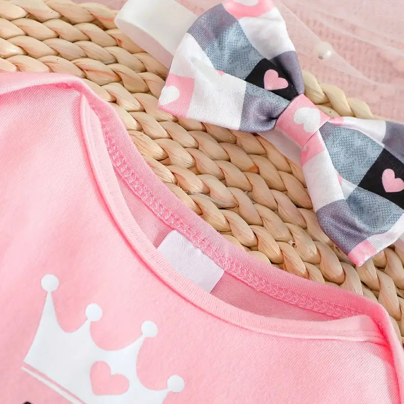 3PCS Daddy's Princess Letter Printed Long Sleeve Baby Girl Set