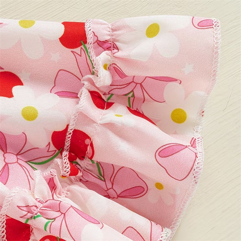 2PCS Lovely Cherry Printed Short Sleeve Baby Romper