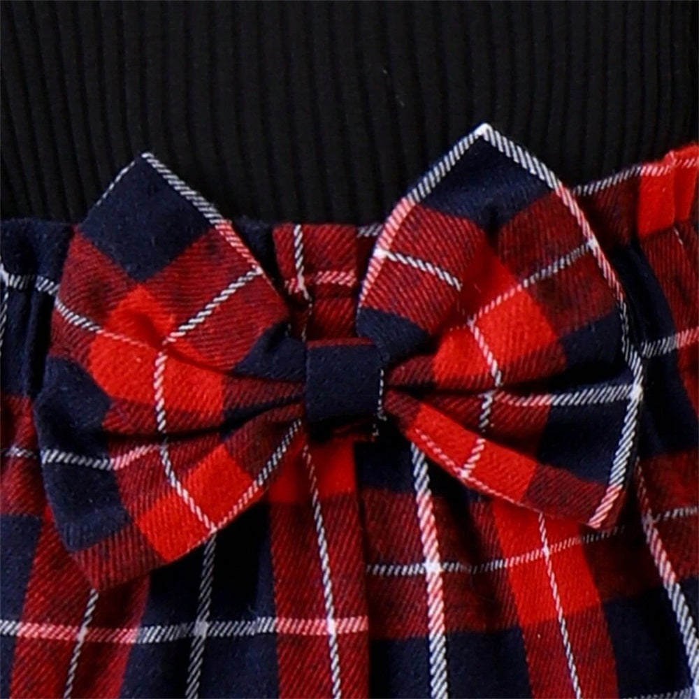 3PCS Casual Plaid Print Long Sleeve Baby Set