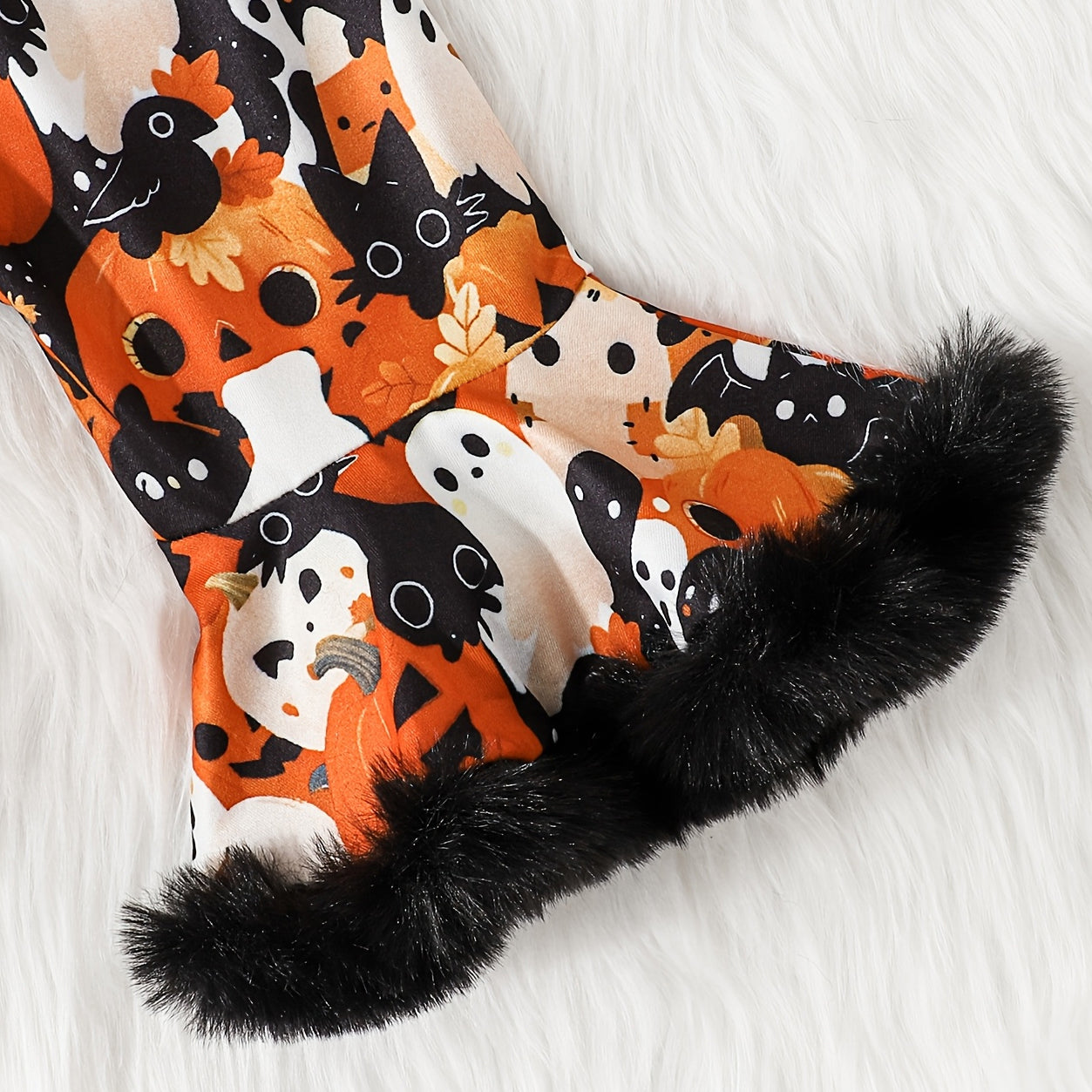 3PCS Spooky My First Halloween Ghost Printed Long Sleeve Baby Set