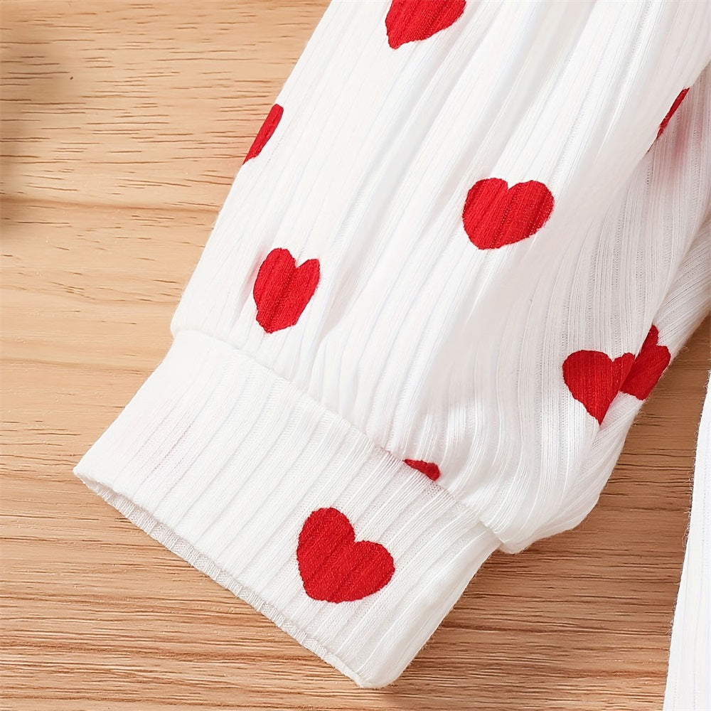 3PCS Casual Stylish Heart Printed Long Sleeve Baby Set