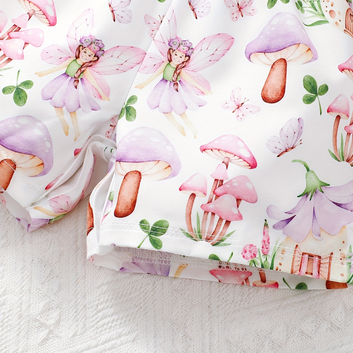 Gorgeous Fairy Mushroom Print Sleeveless Baby Romper