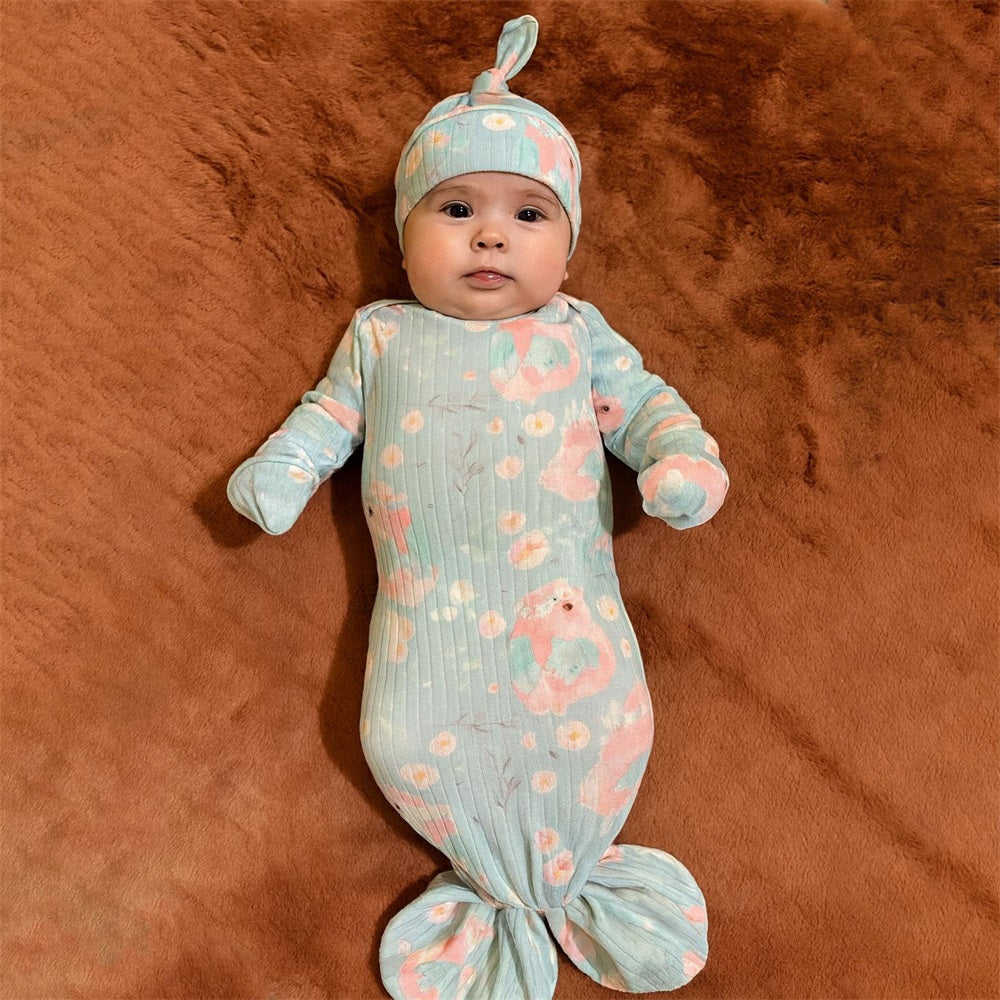 2PCS Comfy Floral Printed Long Sleeve Baby Sleeping Bag