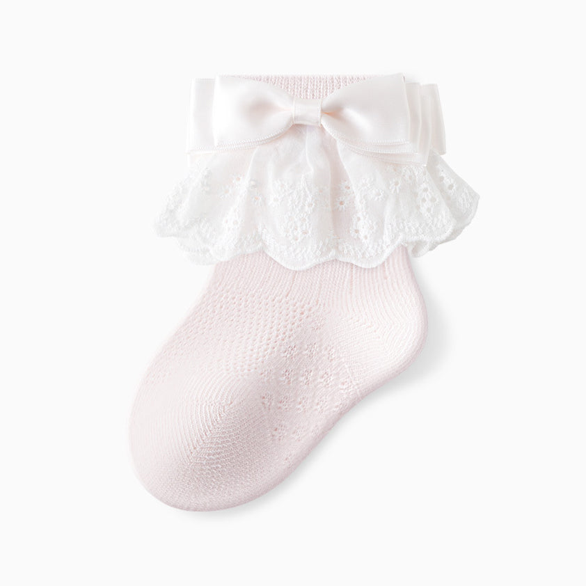 Sweet Ornament Decorative Mid Calf Baby Socks