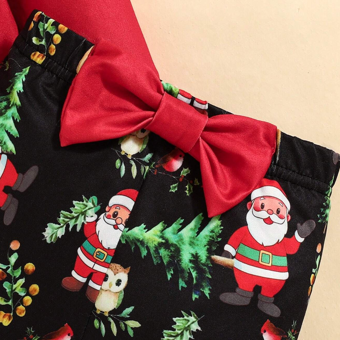 3PCS The Baby Who Stole Christmas Letter Printed Baby Flare Pants Set