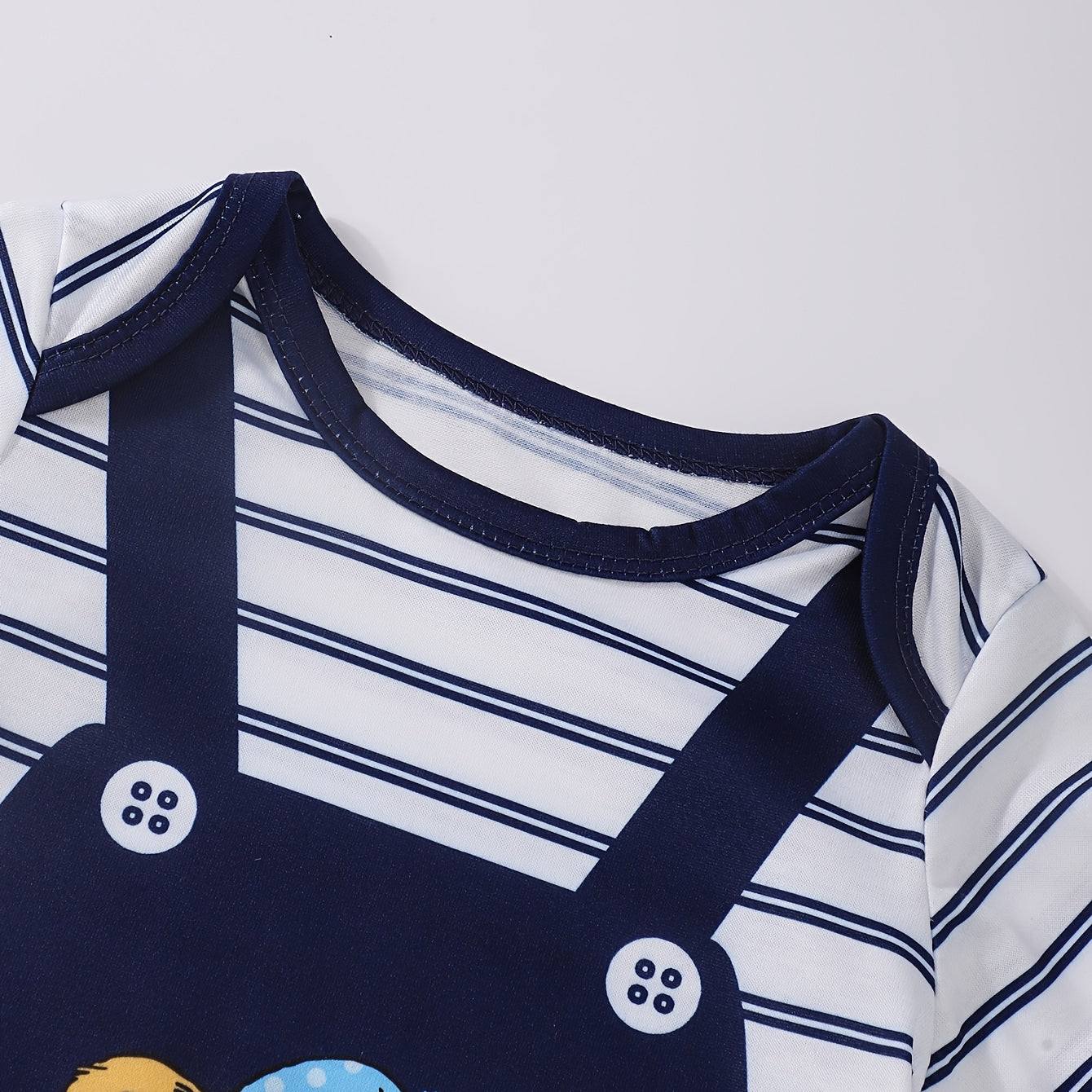 Cute Bear Stripe Print Short Sleeve Baby Jumpsuit