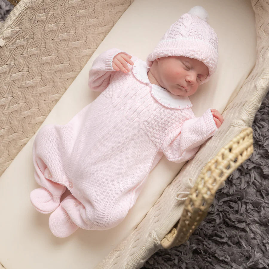 2PCS Sweet Solid Color Knitted Long Sleeve Baby Jumpsuit