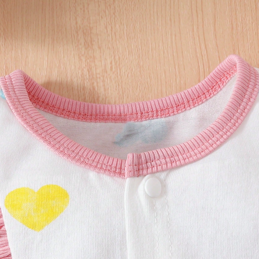 2PCS Cute Heart Printed Bow Decoration Sleeveless Baby Romper with Hat