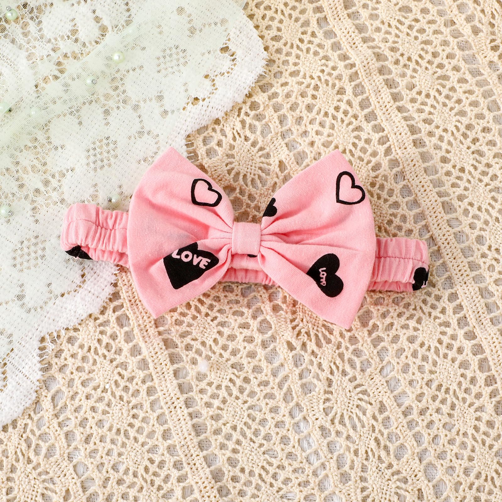 3PCS Allover Heart Print Long Sleeve Baby Set