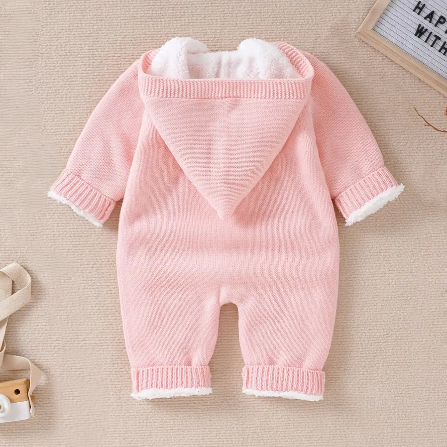 Casual Solid Color Hoodie Baby Girl Jumpsuit