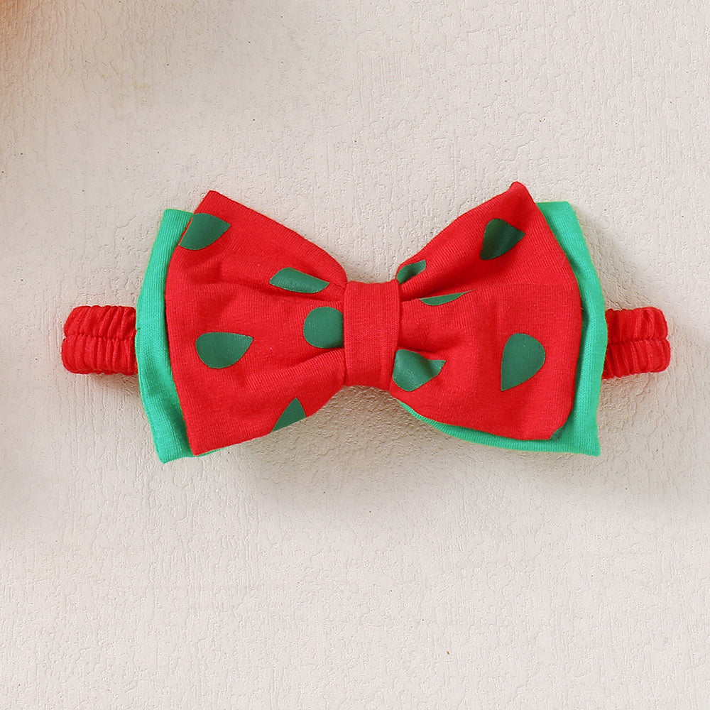 2PCS Lovely Watermelon Seed Print Short Sleeve Baby Romper