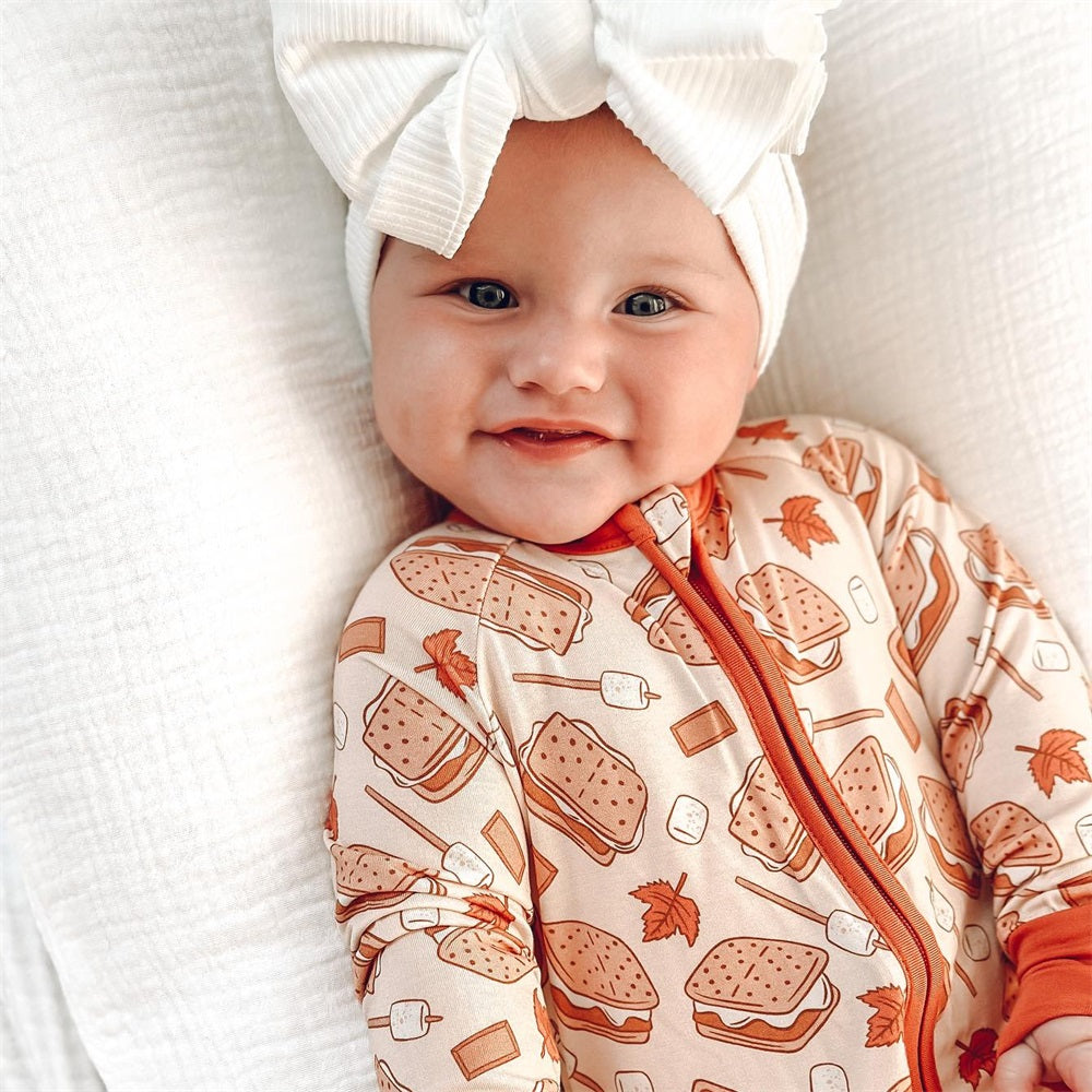 Casual Sandwich Print Long Sleeve Zipper Baby Jumpsuit
