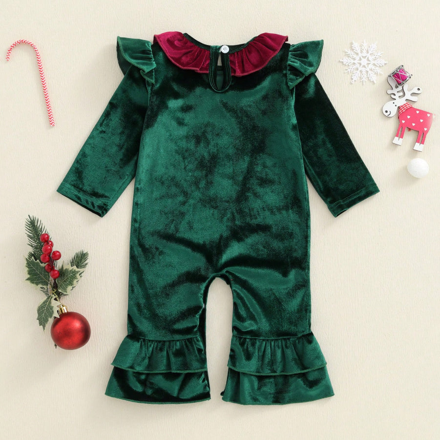 My 1st Christmas Letter Print Long Sleeve Baby Jumpsuit