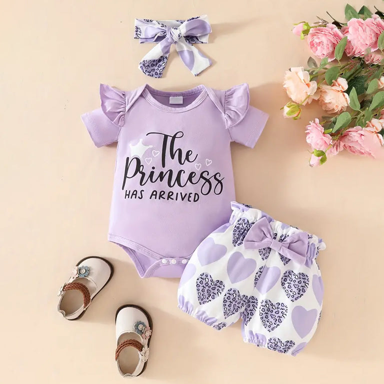 3PCS The Princess Letter Heart Printed Baby Set