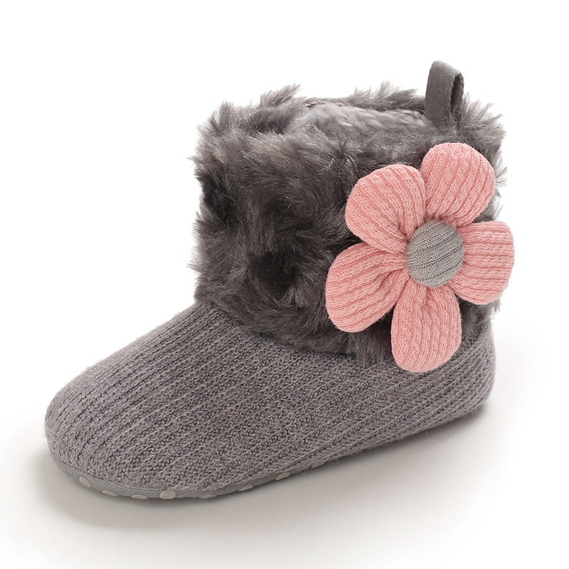 Hook Loop Fleece Snow Boots Soft Sole Baby Shoes