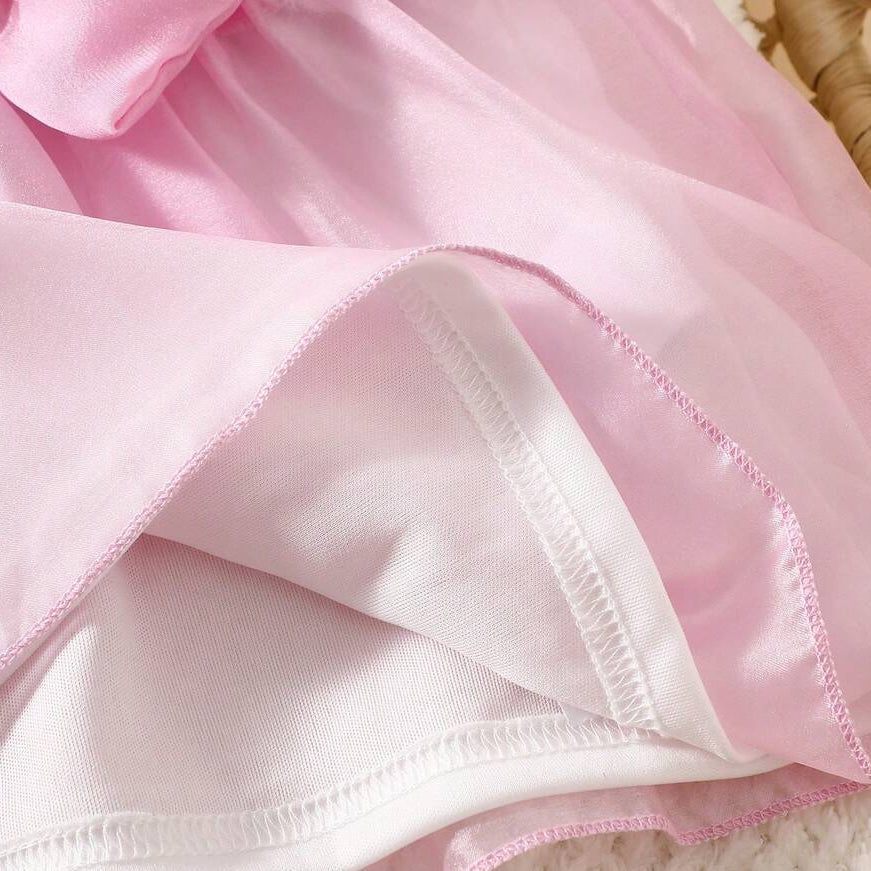 3PCS Pretty Solid Color Tulle Flounce Sleeve Baby Dress