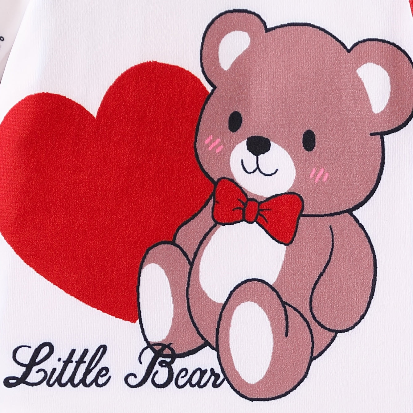 Cute Little Bear Letter Teddy Bear Print Short Sleeve Baby Jumpsuit