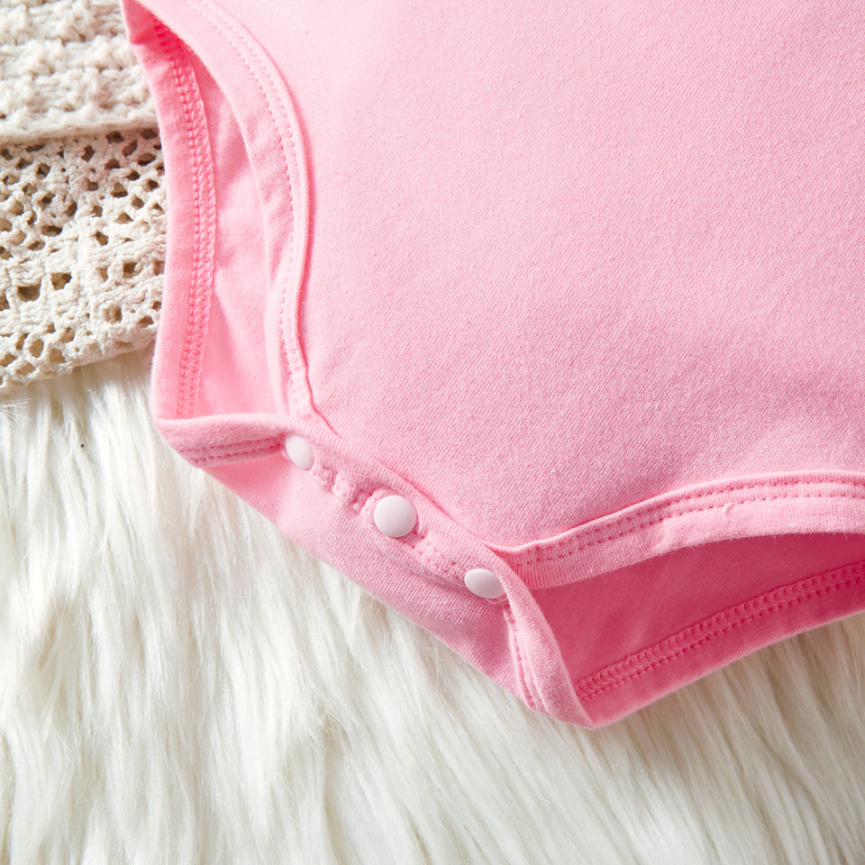 3PCS Lovely Auntie Is My Bestie Letter Floral Print Baby Set