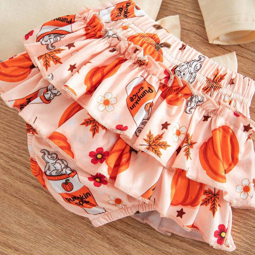 4PCS Mama's Pumpkin Letter Applique Pumpkin Print Baby Set