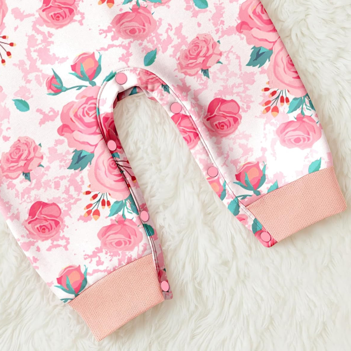 2PCS All Floral Printed Long Sleeve Baby Jumpsuit